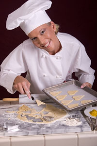 baker using a marble counter surface